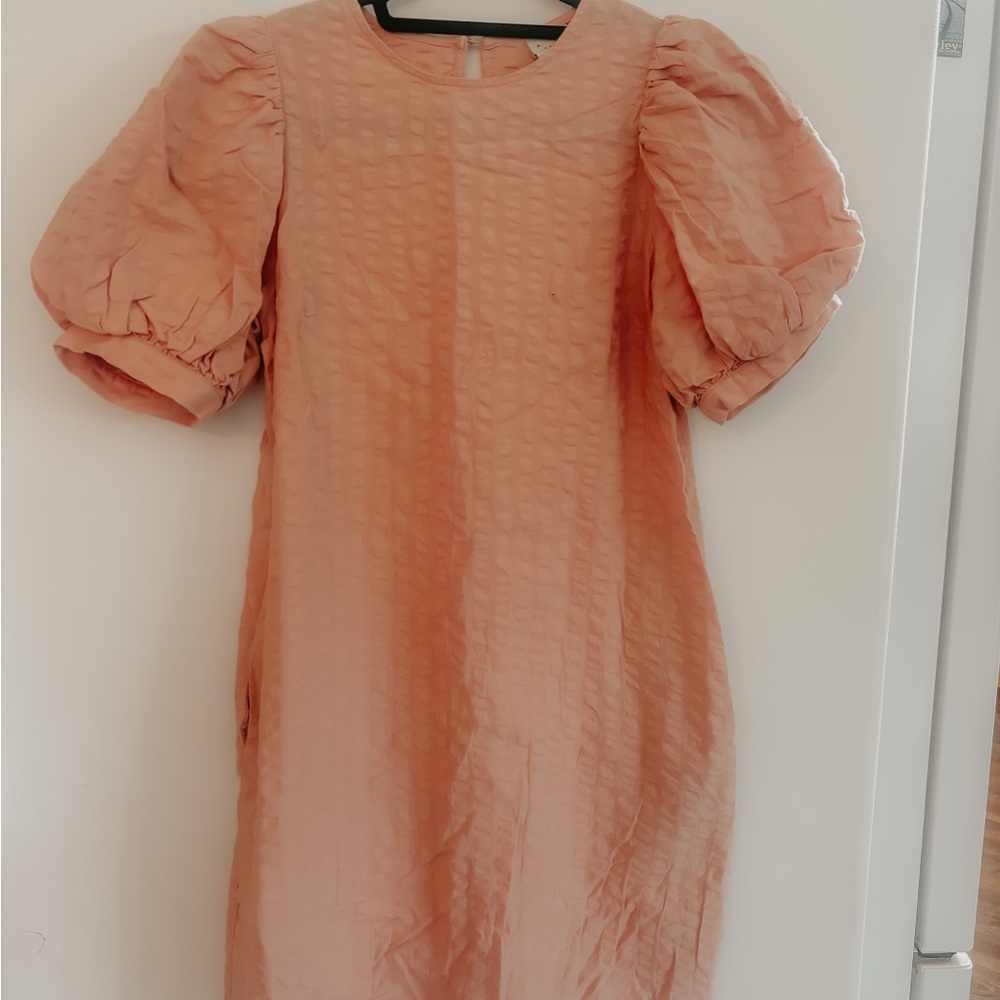 a new day Peach Puff Sleeve Mini Dress